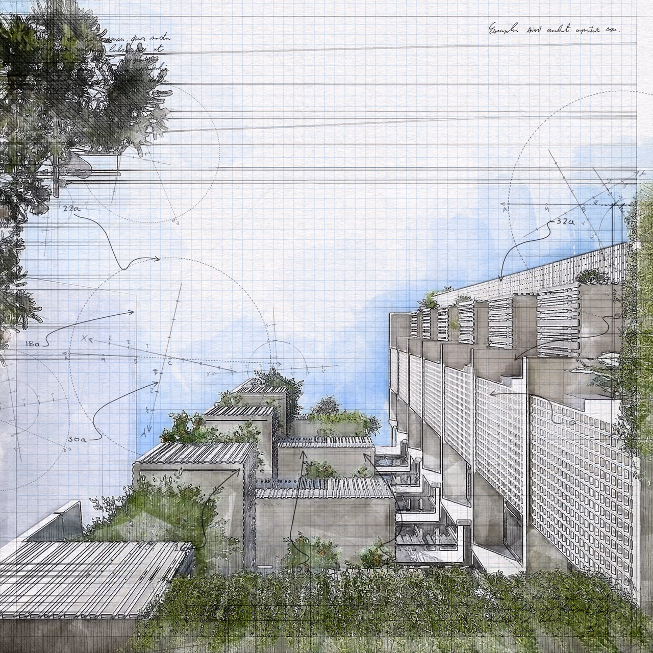 Mit Chit House, view 9 (sketch)
